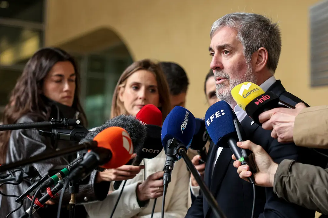 Fernando Clavijo, presidente de Canarias, en una declaraci&oacute;n ante los medios / EFE