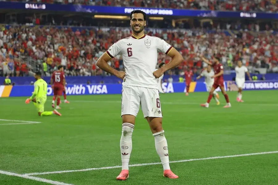 Mikel Merino celebrando el 0-1 definitivo frente a Portugal