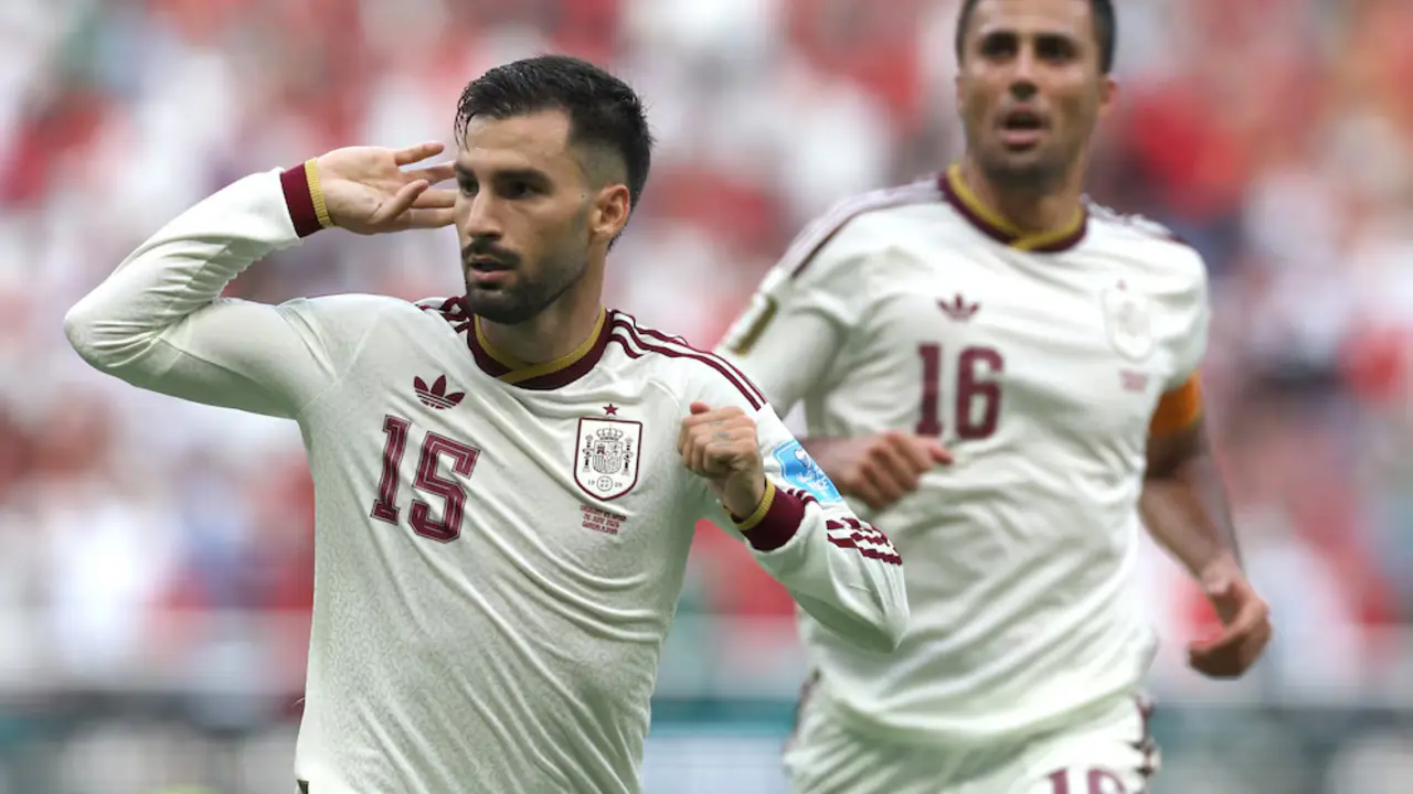 &Aacute;lex Baena celebrando su primer gol en un Mundial