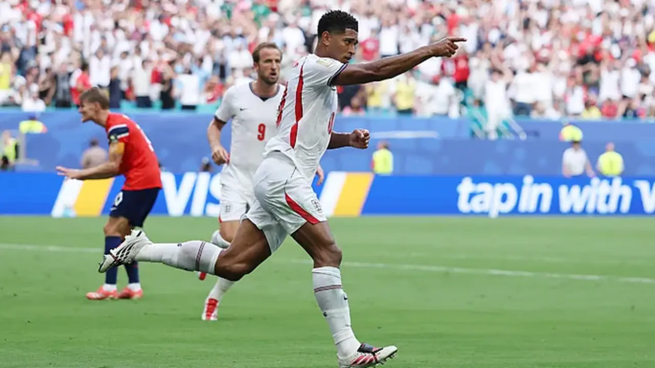 Jude Bellingham celebrando su primer tanto en cuartos ante Noruega