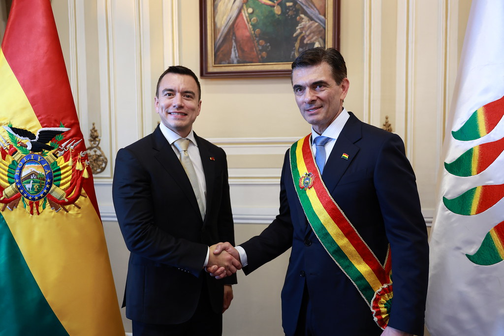 Reunión entre Daniel Noboa, presidente de Ecuador, con Rodrigo Paz. Isaac Castillo/Presidencia de la República